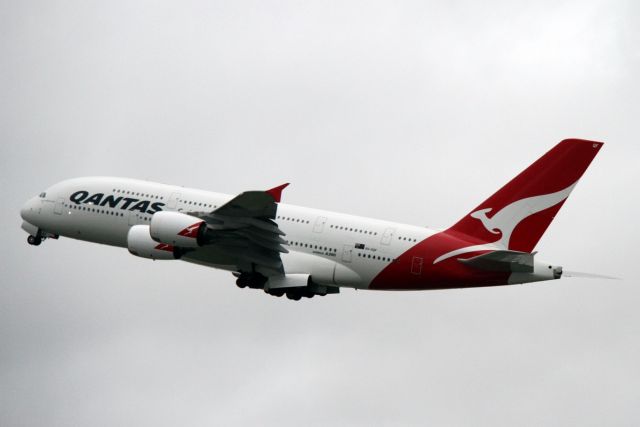 Airbus A380-800 (VH-OQF) - Departing for Singapore. Photo taken about a week after the type was approved for return to service.