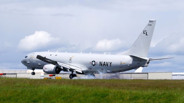 Boeing P-8 Poseidon (16-8435) - A USN P-8A landing on Rwy 34L on 5.6.20. The aircraft is with VP-30 based at NAS Jacksonville, FL. (Ser#168435 / Code: LL-435 / ln 4141 / cn 40815).  Callsign is Marlin 21.