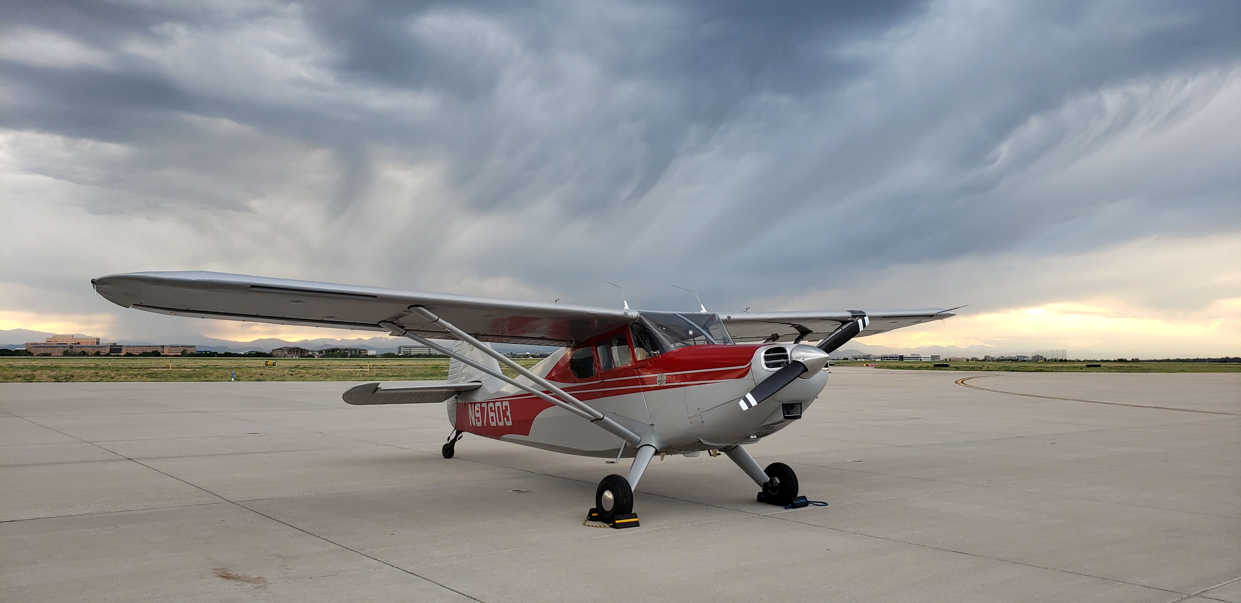 Piper 108 Voyager (N97603) - Parked at Modern Aviation while a storm was rolling in.