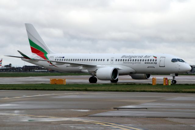 Airbus A220-300 (LZ-ROM) - Taxiing to Stand 415 on 2-Mar-24 operating flight LZB851 from LBSF.