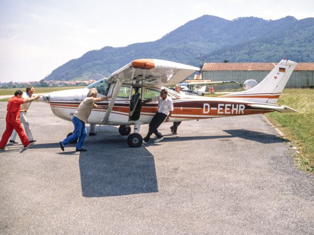 Cessna Skylane (D-EEHR) - At Albenga, Italy. Scan of an old slide, approximately 1980.