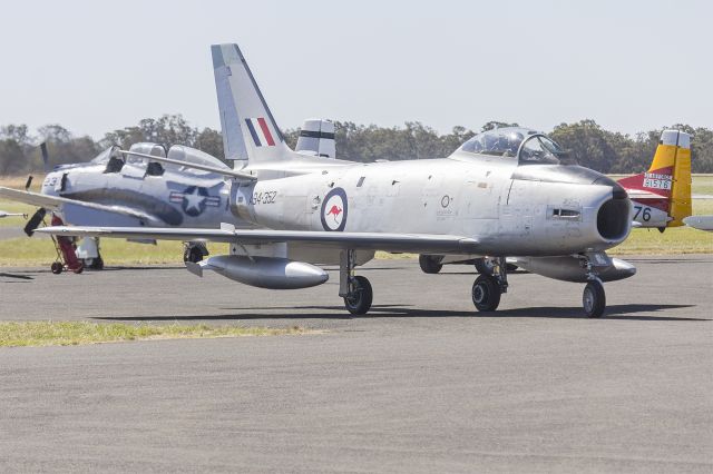 North American F-86 Sabre (VH-SBR) - Jeff Trappett (VH-SBR, former military registration A94-352) CAC Sabre Mk.32 on the tarmac during the 2015 Warbirds Downunder Airshow at Temora.