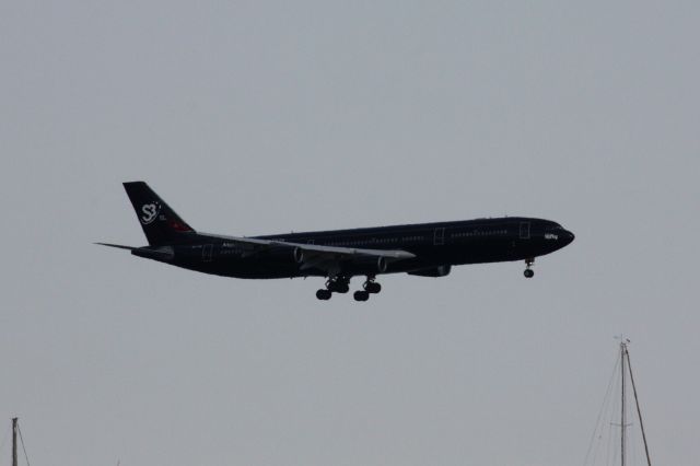 Airbus A340-300 (9H-TQM) - Hi Fly Malta operating for Azores Airlines to Boston Logan. 