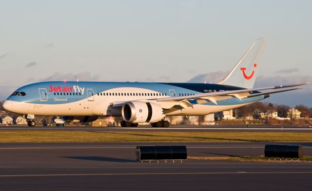 Boeing 787-8 (OO-JDL) - rare visitor to Logan - medical diversion 12.15.2014