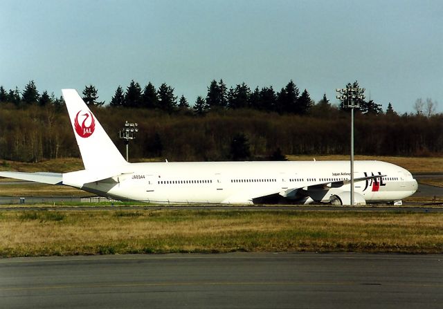 BOEING 777-300 (JA8944) - KPAE - just days away from delivery - LN 212 sits at Boeing Everett in this April 1999 photo.