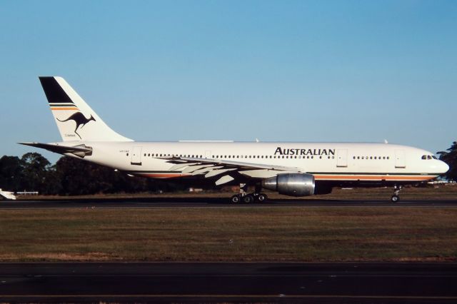 Piper Cherokee (VH-TAE) - AUSTRALIAN AIRLINES - AIRBUS A300B-203 - REG : VH-TAE (CN 218) - KINGSFORD SMITH SYDNEY NSW. AUSTRALIA - YSSY 28/6/1988 35MM SLIDE CONVERSION USING A LIGHTBOX AND A NIKON L810 DIGITAL CAMERA IN THE MACRO MODE.