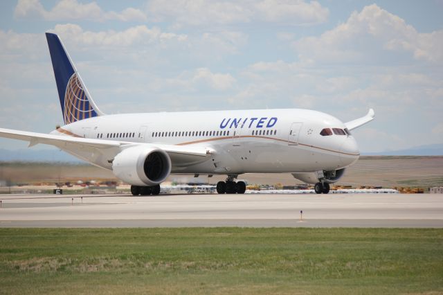 Boeing 787-8 (N20904) - Taking off on 34L on 10June2013 on inaugural nonstop Denver to Tokyo.