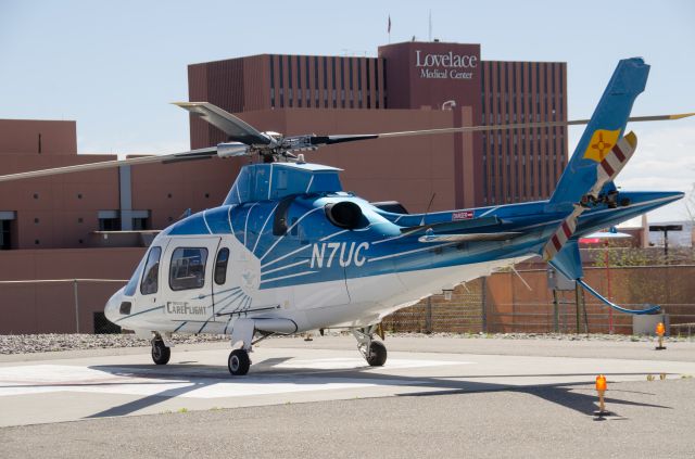 SABCA A-109 (N7UC) - CareFlight 18 on the pad at NM Heart Hospital