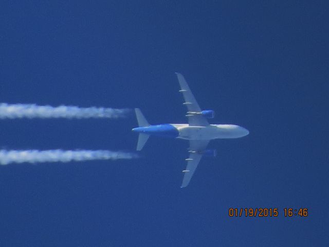 Airbus A319 (N301NV) - Allegiant Air flight 140 from AZA to CVG over Southeastern Kansas at 39,000 feet.