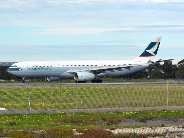 Airbus A330-300 (B-LAJ) - Rolling for take off on runway 05, for flight home to Hong Kong via Melbourne. Thursday 12th July 2012.