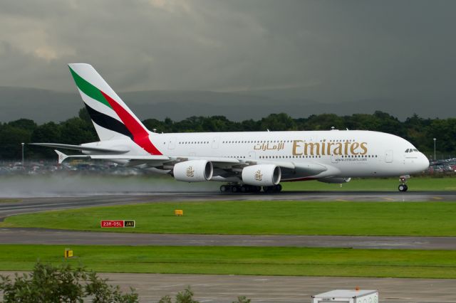 Airbus A380-800 (A6-EDE) - Take off in manchester airport.