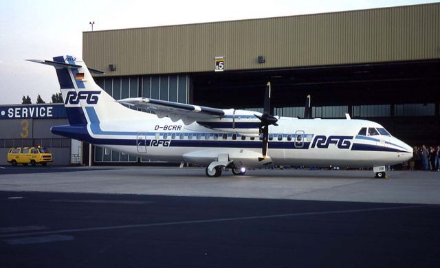 Aerospatiale ATR-42-300 (D-BCRR) - RFG Regionalflug - The aircraft was delivery from ATR Toulouse today (1991-09-18).