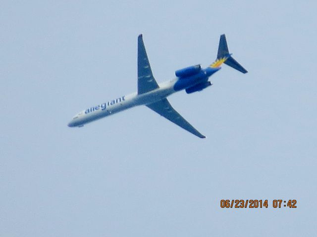 McDonnell Douglas MD-82 (N869GA) - ALLEGIANT AIR FROM LAX TO SPRINGFIELD MISSOURI OVER BAXTER SPRINGS KS AT 27,858 FEET.