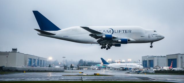 Boeing 747-400 (N780BA) - Two Dreamlifter arrivals within ten minutes...did somebody order some airplane parts?