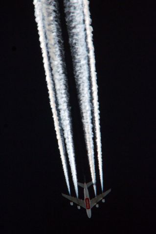 Airbus A380-800 (A6-EDO) - Overhead Manchester on EK201 to JFK.