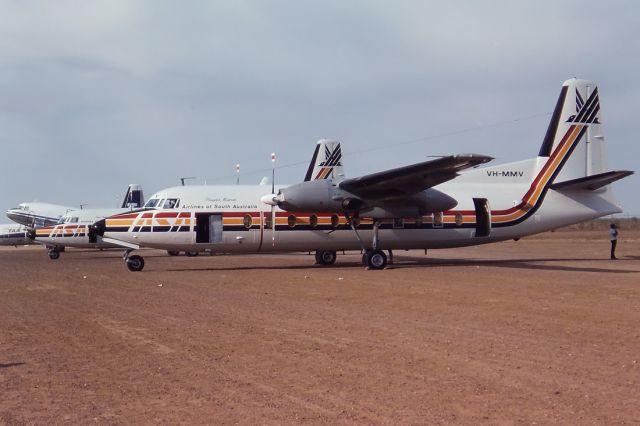 PACIFIC AEROSPACE 750XL (VH-MMV) - AIRLINES OF SOUTH AUSTRALIA -FOKKERS F-27-200 FRIENDSHIP - REG : VH-MMV (CN 10355) - BIRDSVILLE QLD. AUSTRALIA - YBDV (4/9/1982) 35MM SLIDE CONVERSION USING A LIGHTBOX AND A NIKON L810 DIGITAL CAMERA IN THE MACRO MODE