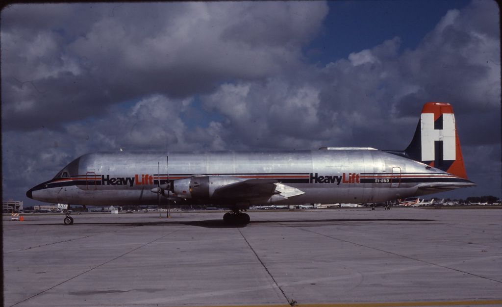 Canadair CL-44 Forty Four (EI-BND) - HeavyLift Airlines 12 Dec 85