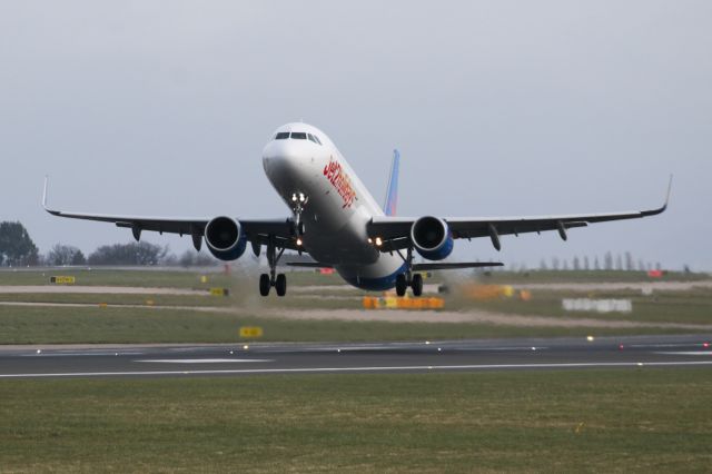 Airbus A321 (G-HLYF) - After the demise of Thomas Cook a number of their aircraft found a new home with Jet2.  G-HLYF is the first and is operating training flights before entry into service.  Here EXS5304 departs to Newcastle.  