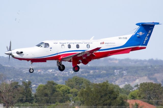 Pilatus PC-12 (VH-FVB) - On short finals for runway 05. Friday 19th April 2013.