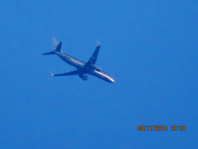 Boeing 737-800 (N858NN) - American Airlines flight 1611 from ORD to Tulsa over Baxter Springs Kansas (78KS) at 22,450 feet.