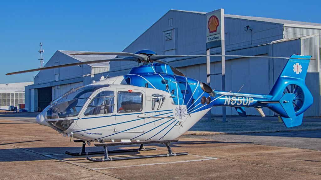 Eurocopter EC-635 (N65UP) - December 11, 2018, Smyrna, TN -- This Air Methods EC135 awaits at the Vanderbilt Lifeflight Maintenance Hangar for a crew to pick her up.  This is the spare helicopter for use when the front-line fleet needs maintenance.
