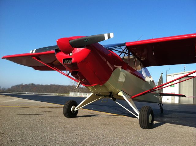 Piper PA-12 Super Cruiser (N3332M) - On the ramp at the MacAir Aviation / Greene County Lewis A. Jackson Regional Airport on 8NOV2012.