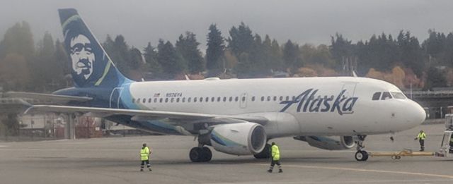 Airbus A319 (N526VA) - View from taxiway at SeaTac.