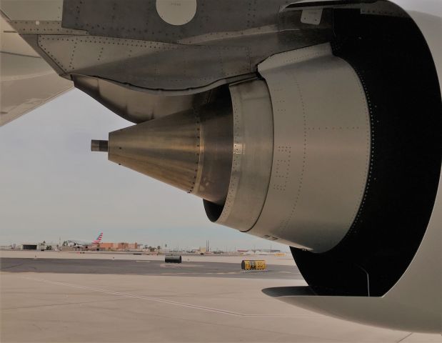 Airbus A321 (N400AN) - east end 8-26 pad A AA maintenance facility PHX. #1 high by pass exhaust A321 neo