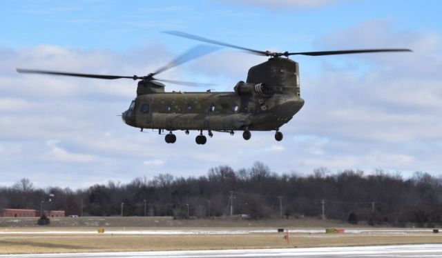 ASAP Chinook — - A CH-47 Chinook lifting off the ramp