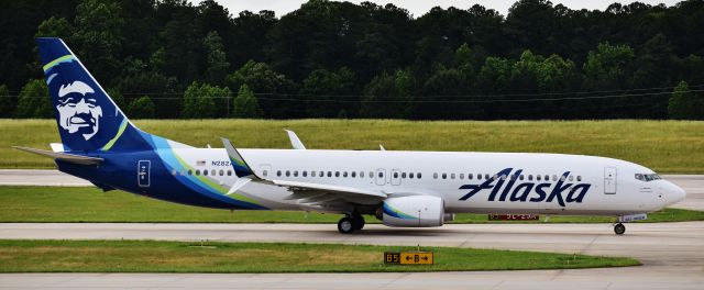 Boeing 737-900 (N282AK) - Back to SEA.  From the RDU observation deck, 5/17/18.