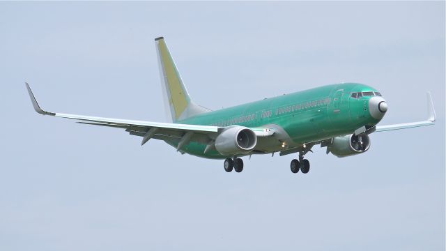 Boeing 737-800 (N1796B) - BOE92 (LN:4042) on final approach to runway 16R during its maiden flight on 5/8/12. Permanent registration will be 9M-MLN.