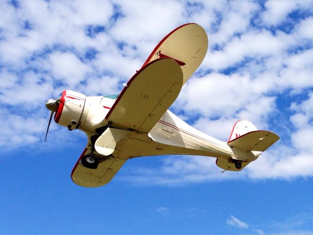 Beechcraft Staggerwing (N1195V) - Beech Staggerwing on takeoff at Reklaw 2013 fly in.