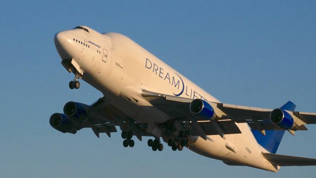 Boeing Dreamlifter (N780BA) - GTI4536 on rotation from Rwy 34L during the golden hour for a flight to KCHS on 10.2.17. (ln 778 / cn 24310).