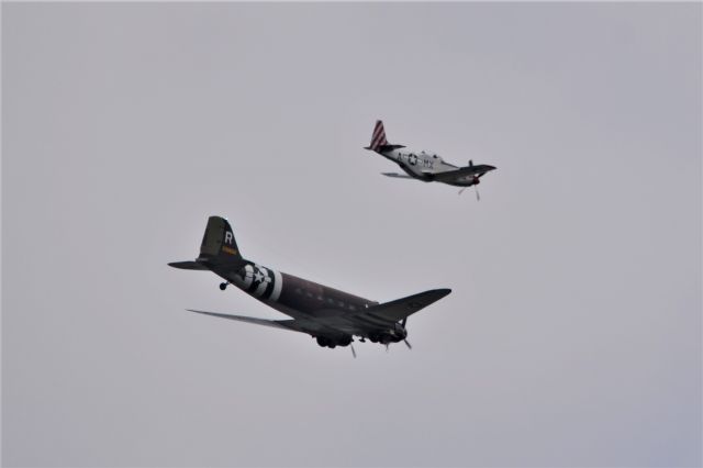 N345AB — - C47 "W7" and a P51 from National Warplane Museum in Geneseo, NY flew over Akron as part of it"Operation Thanks from Above"