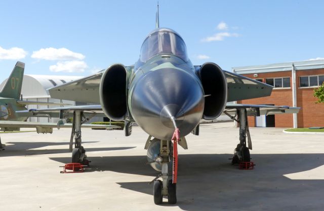 — — - SAAB J-37 Viggen at Museo del Aire, Madrid, Spain.