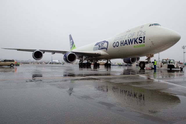 Boeing 747-200 (N770BA) - Payne Field, Everett Washington Roll of of the 12th Man 747/G