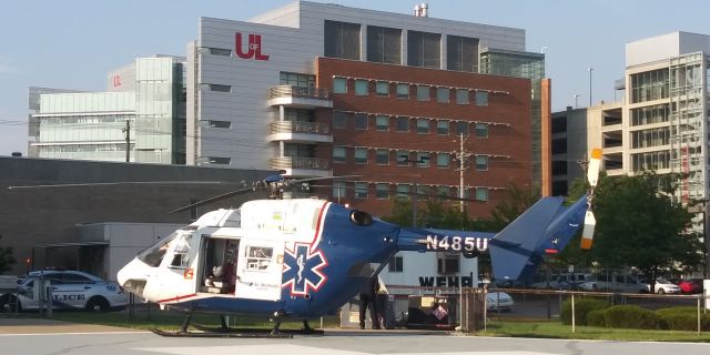 NUSANTARA NBK-117 (N485UH) - AirMethods at UofL Hospital downtown Louisville Kentucky.