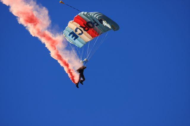 — — - Member of RNZAF parachute display team KIWI BLUE at Wanaka 2012