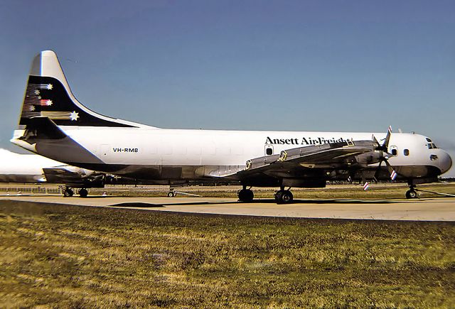 Lockheed L-188 Electra (VH-RMB) - ANSETT AIR FREIGHT - LOCKHEED L-188A ELECTRA - REG : VH-RMB (CN 1047) - TULLAMARINE INTERNATIONAL AIRPORT MELBOURNE VIC.. AUSTRALIA - YMML 7/5/1984