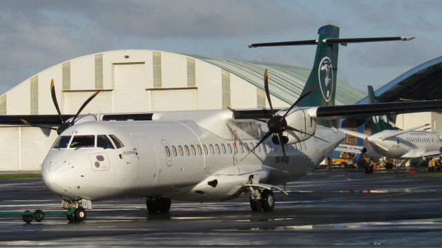 Aerospatiale ATR-72-500 (ZK-MCO) - Being towed to the Air Chathams apron after an early morning flight from Queenstown for Tauck Tours.