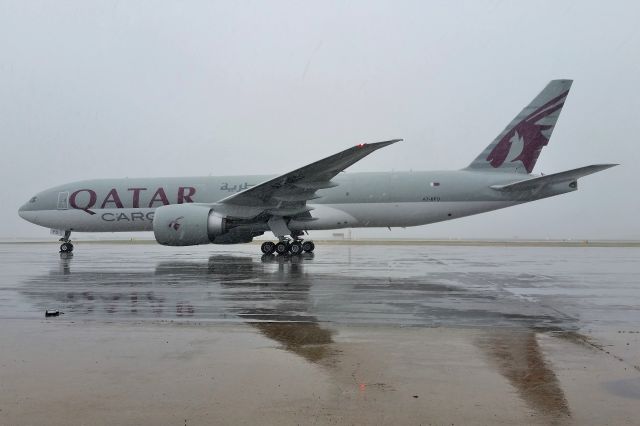 BOEING 777-200LR (A7-BFQ) - ORD WX DIVERSTION TO IND in the snow-rain mix. Yucky day.