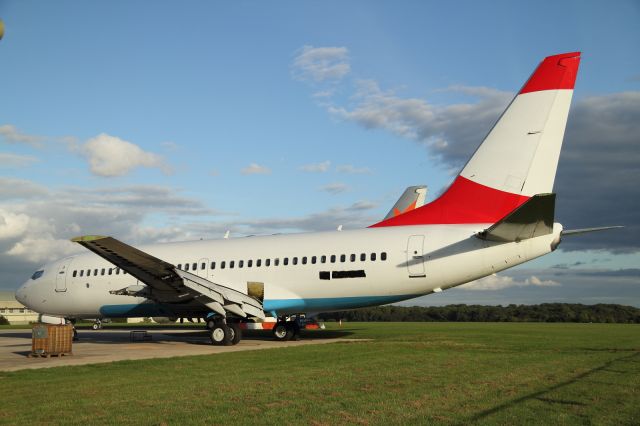 Boeing 737-700 — - This ex Austrian Airlines B737-700 is slowly being dismantled at kemble Airport. At least the flight worthy spare parts it yields, may get airborne again.