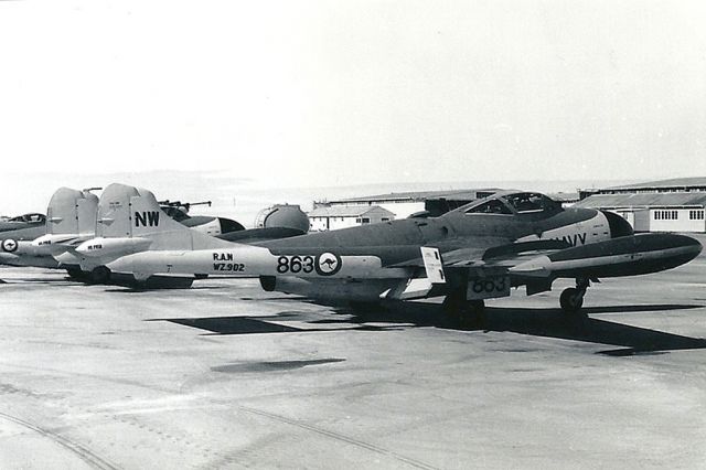 Piper Cherokee Arrow (N863) - De Havilland Sea Venom WZ902 863 NW (RAN Nowra) RAAF East Sale (YMES) early 1960s