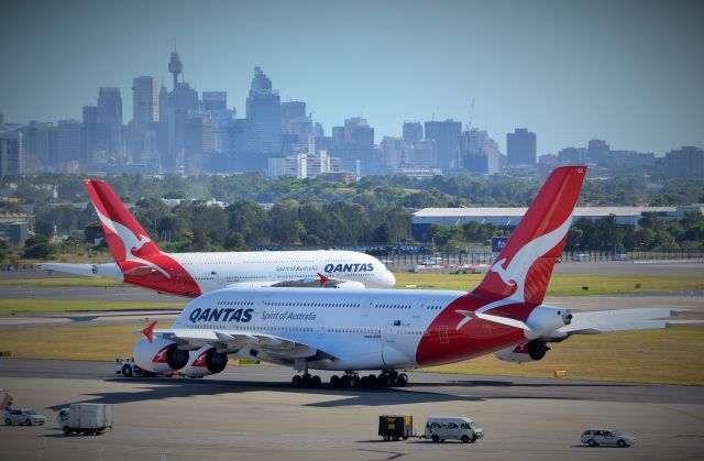 Airbus A380-800 (VH-OQC) - Sydney skyline