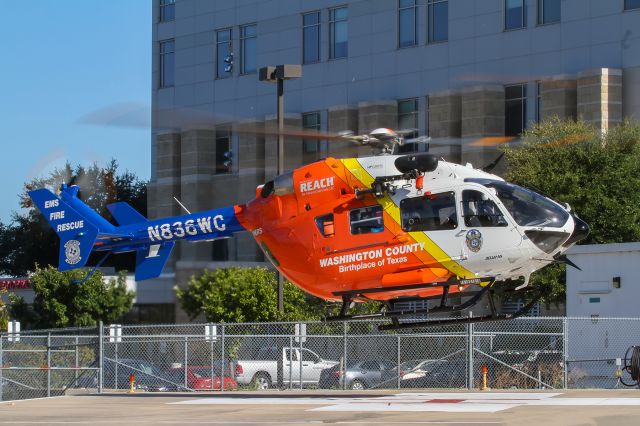 N836WC — - Washington County EMS Air One landing at Baylor Scott & White hospital Temple, Texas