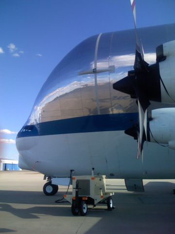 — — - Super Guppy on ramp at Amarillo.