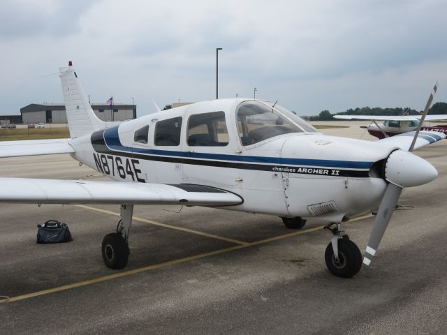 Piper Cherokee (N8764E) - Post-flight photo of Piper Cherokee Archer II N8764E at Waukesha Co. Airport in Wisconsin.