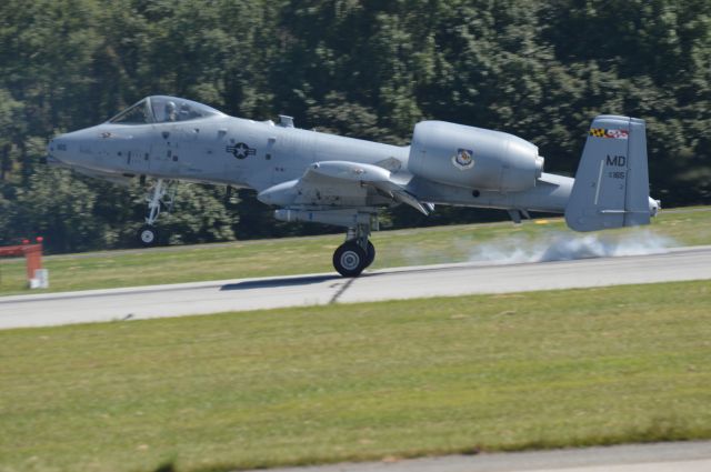 — — - Maryland Air National Guard A-10 Worthog landing at Martin State Airport, MD