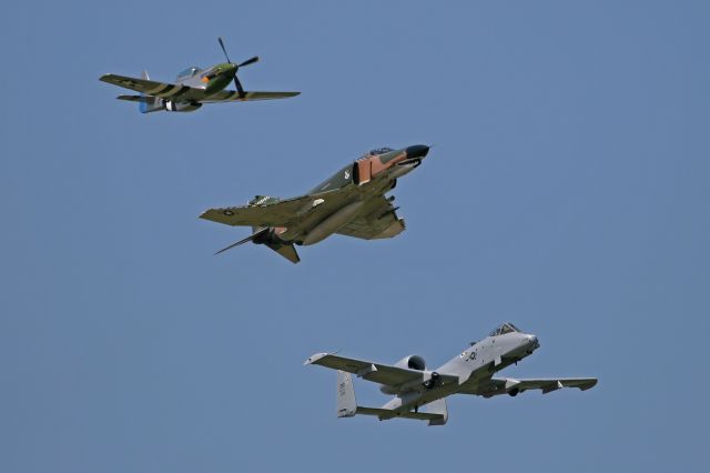 — — - Heritage Flight with P-51, F-4, and A-10