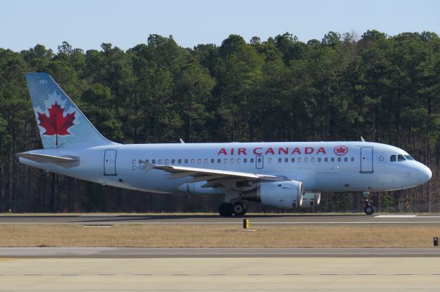 Airbus A319 (C-GBIN) - Air Canada A319 Carolina Hurricanes Charter 12/28/13